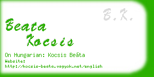 beata kocsis business card